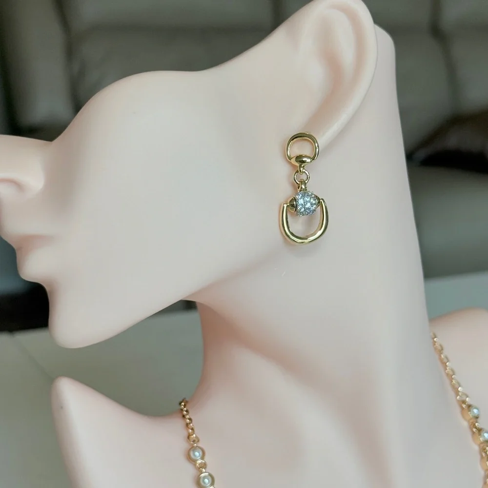 Gold Drop Crystal Dangle Earrings - Women Jewelry